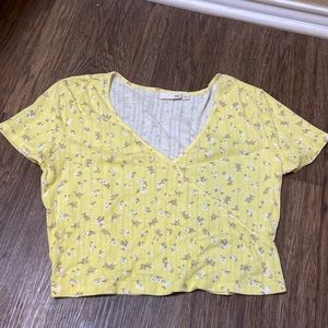 Large yellow flower crop top